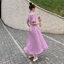 主推款款数据现在香芋紫色连衣裙长裙087-Q88，女装连衣裙，柒柒家
