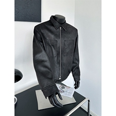 假模2025春装美式高级感黑色PU皮衣外套工装机车服A025-Y93-P95，男装皮衣，电商A025