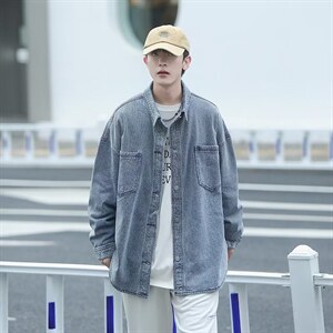 春秋季ins潮牌工装外套男宽松港风牛仔夹克休闲上衣W3700-P68图片