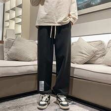 华夫格运动裤男大码抽绳休闲裤卫裤HK78045-P35加绒款P45，男装休闲裤，电商A040