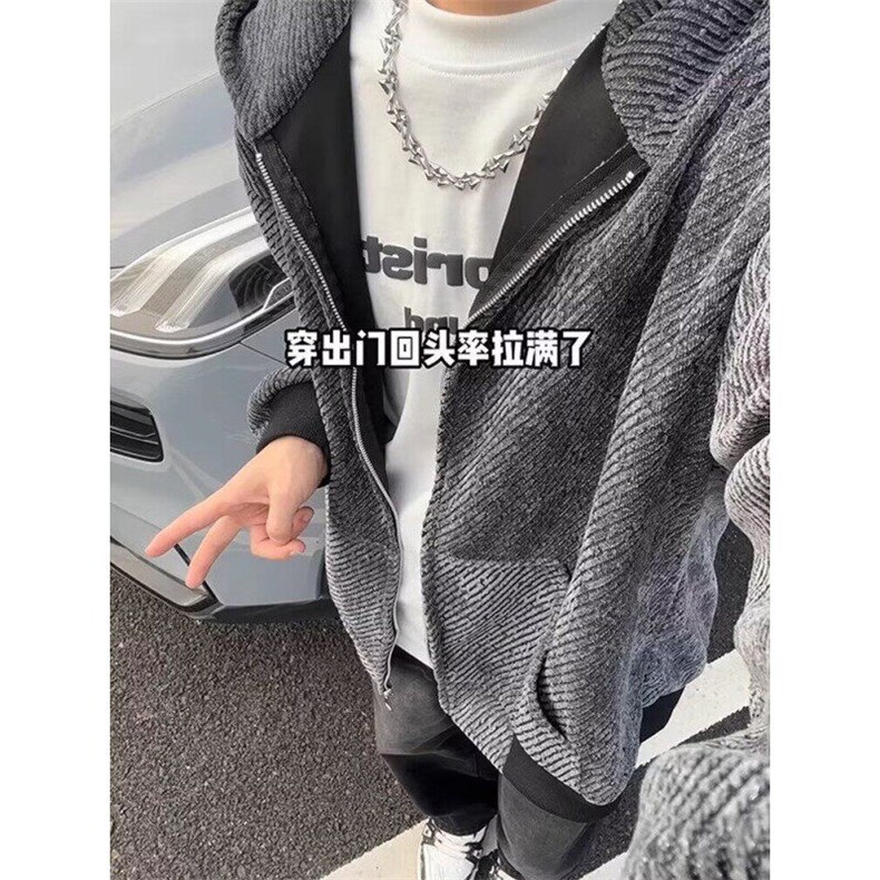 【有货】DG82-P58春秋季休闲男外套高级感宽松休闲潮流连帽夹克图片