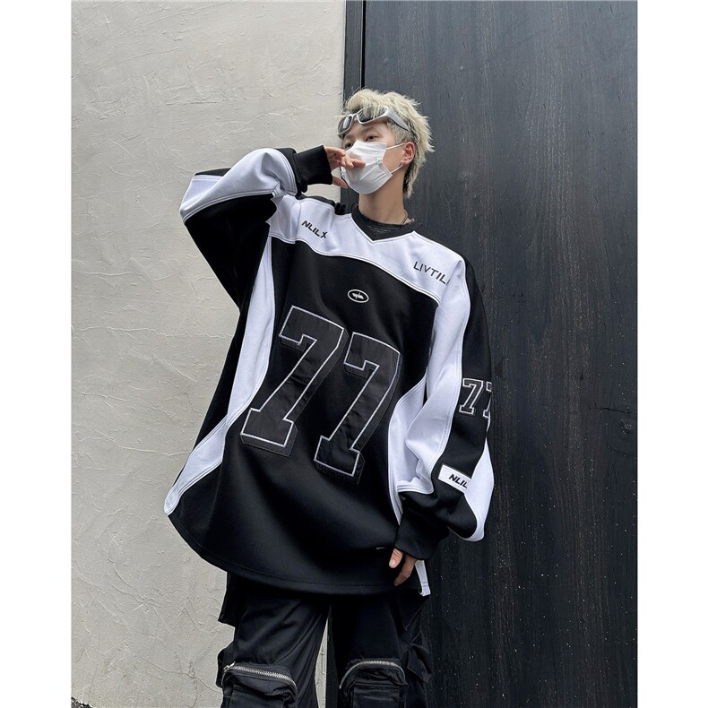 美式重磅硬挺机车服卫衣男春秋撞色拼接无帽衫cleanfit赛车服外套,男装工装外套,星座601-1