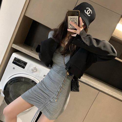 60540方领抽绳裙，女装，XTZ style