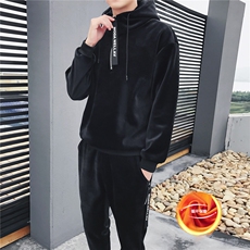 青少年金丝绒休闲运动套装男士加绒加厚卫衣冬天外套DJ911TP70，男装卫衣，电商A102