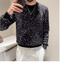 秋冬季保暖重工烫钻满天星星针织线衣男士修身潮流打底衫S596/P64，男装针织衫/毛衣，星座506