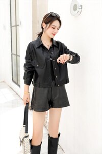 秋装皮夹克图片