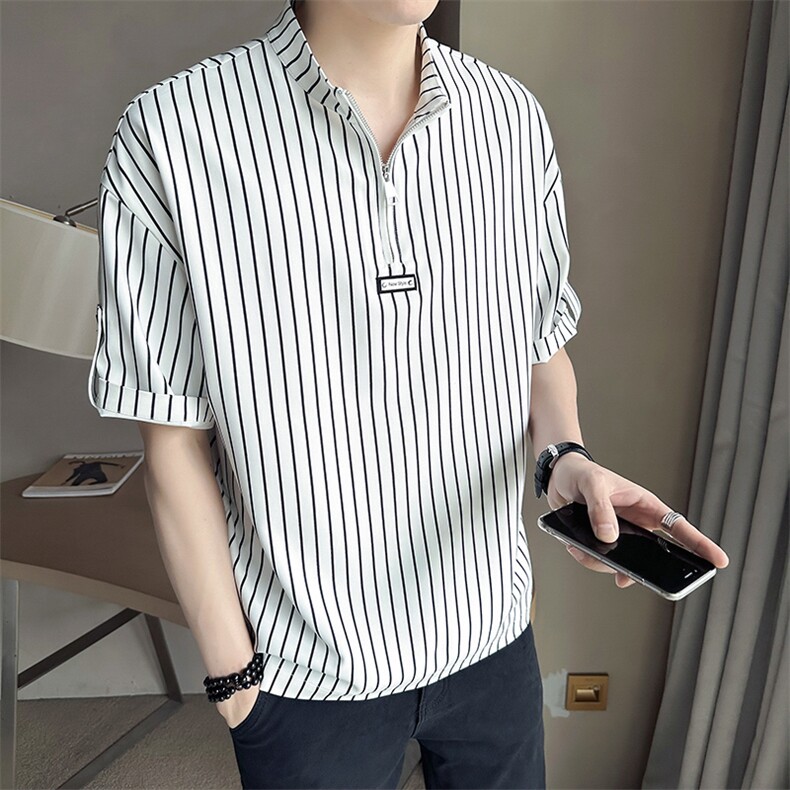 店主风~夏季新款条纹中袖T恤衫V5013/P50,男装T恤,电商B331