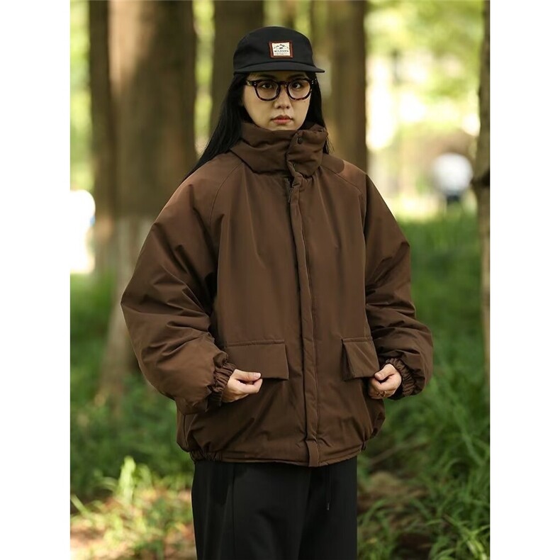 咖色冬季棉衣外套男日系立领宽松休闲夹克棉服1001-1-MY060-P85图片