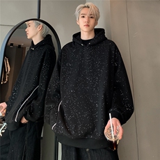 满天星重磅连帽卫衣男女款春秋季亮片细闪情侣复古外套W092-P60，男装卫衣，电商C307