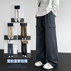 2025秋冬新款休闲男裤厚款直筒宽松松紧腰橡筋工装裤子潮3362-P43，男装工装外套，星座1006