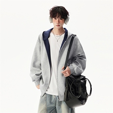 重磅高品质硬挺boxy26春装美式高街结构撞色拼接连帽卫衣开衫外套，女装短外套，电商A486
