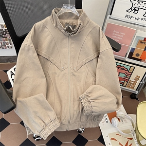 春秋立领帆布外套男休闲潮牌痞帅美式复古百搭夹克潮JK06158-P102