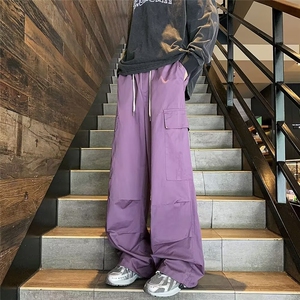 春秋季大口袋伞兵工装裤男美式复古机能宽松休闲阔腿裤子A643/P45