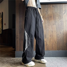 休闲裤男韩版潮流高街帅气拼色条纹2024夏季ins长裤K4400-P36，男装休闲裤，星座412-3