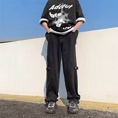 牛仔裤男夏季宽松潮流高街重磅阔腿裤WH30P48，男装牛仔裤，星座1116-2