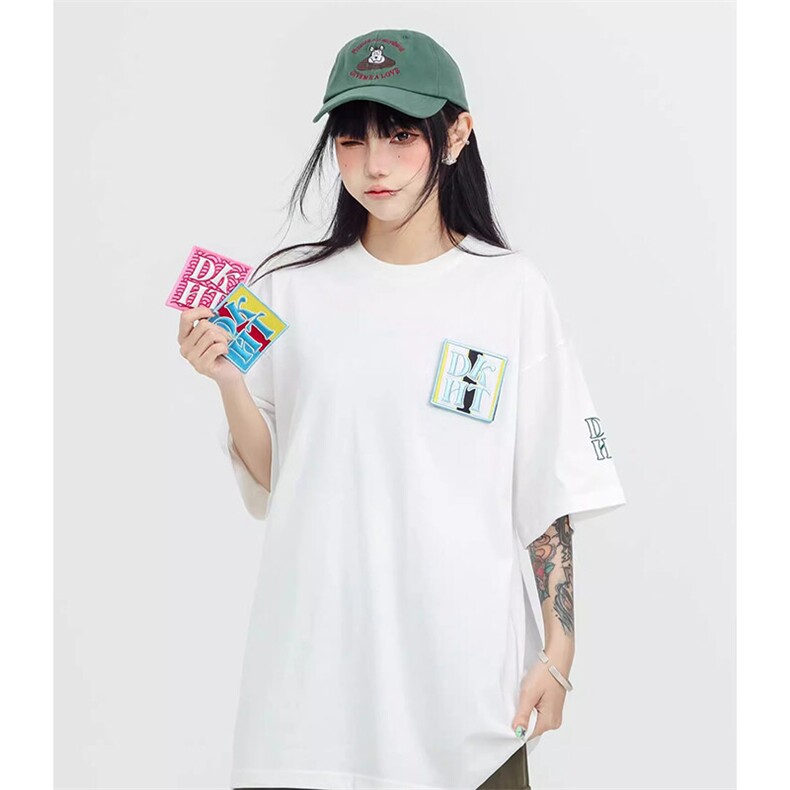 万针全刺绣工艺抖音得物高品质260克重磅纯棉双纱美式高街短袖T恤图片