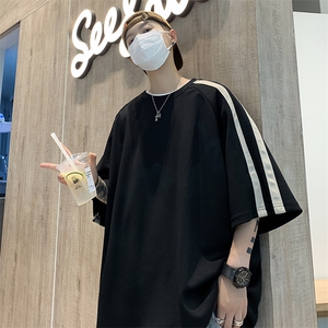 C340-P26 夏季高街潮牌百搭短袖男2024新款设计感条纹t恤 现货图片