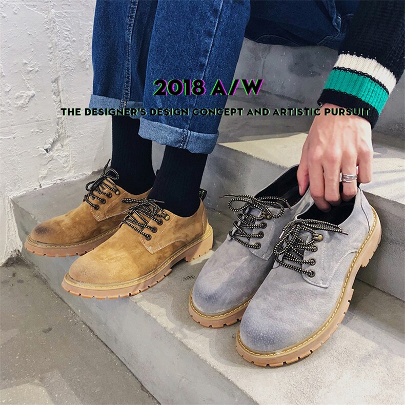 秋冬复古磨砂皮工装鞋男英伦韩版潮流低帮马丁鞋-B253-Y106-P95，男鞋低帮鞋，星座814A（原电商B253）