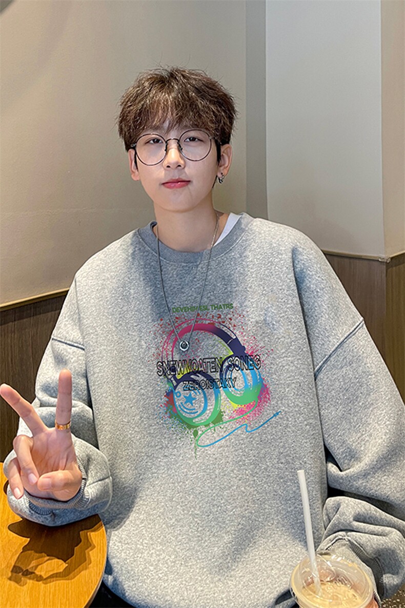 ！圆领卫衣男装港风长袖T恤男外套男WY243-特P23,男装T恤,电商B367