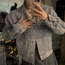 小个子重工汤钻牛仔外套女2025春季新款时尚短款上衣C777-98，男装工装外套，星座911-2(原星座613-2）