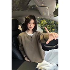 6815-特批60假两件亨利领针织衫男女复古潮牌套头上衣大码毛衣，男装针织衫/毛衣，星座307A
