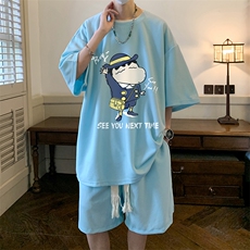 华夫格套装运动短袖t恤套装休闲两件套一套HZ84240-P44，男装T恤，电商A040