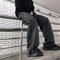 休闲裤男韩版潮流侧边拉链开衩口袋高街2024夏季ins长裤K4676-P43，男装休闲裤，星座412-2