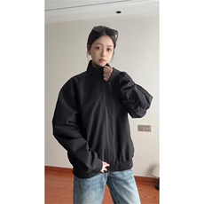 抖音得物美式潮休闲夹克春季立领纯色复古工装加厚棉服外套AMY01，男装夹克，电商A443