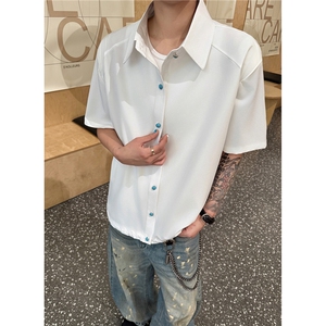 夏季垫肩UPF50+防晒衣短袖冰丝凉感衬衫薄男装外套防晒服S425特40图片