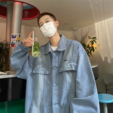 美式复古牛仔外套男生春秋日系ins潮流高街痞帅宽松外衣休闲夹克，男装工装外套，星座1210-1