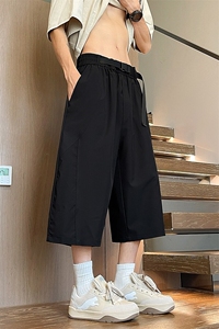 K5047/特P30夏季新款透气激光打孔网眼过膝七分裤男凉感冰丝裤子图片