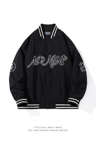 秋季新款白底平铺夹克男外套潮牌棒球服(现货DS-A160-1-JK202-P85,男装夹克,电商C323-1