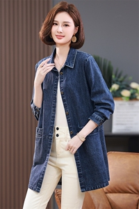 时尚显瘦牛仔风衣外套女 长款宽松百搭气质女装上衣 春秋新款潮流图片
