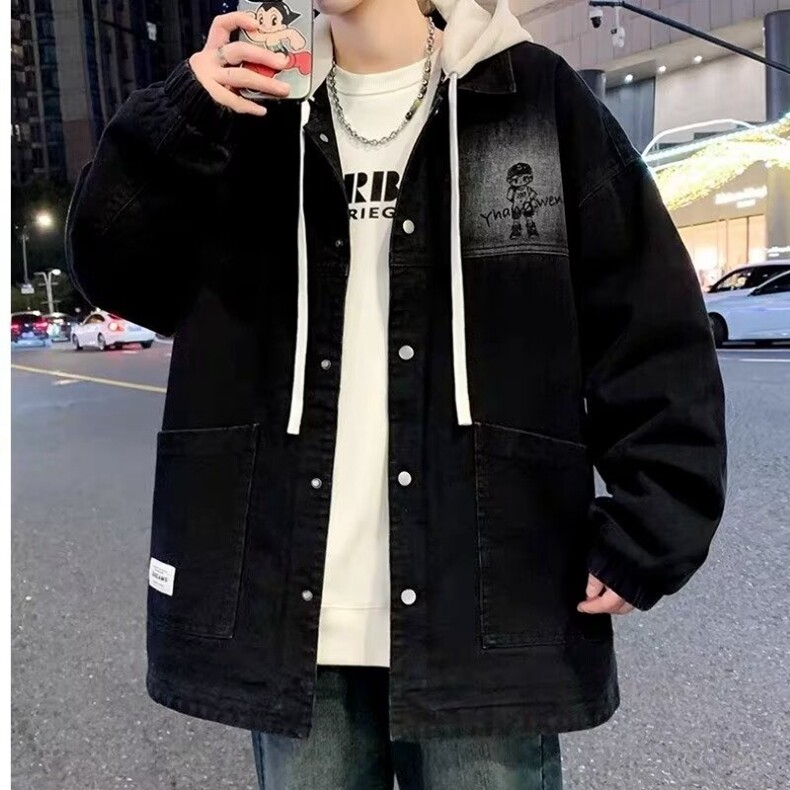 秋冬时尚可拆卸帽牛仔夹克外套男青少年学生个性休闲夹克上衣,男装夹克,星座218-8