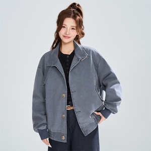 复古做旧立领夹克女春秋宽松休闲工装风百搭外套XZ309 JK8013 P99图片