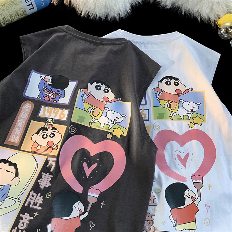 抖音供货、200克现货全棉印花背心宽松无袖T恤D223A-BX2307-P25,男装背心/马甲,电商019-1
