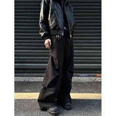 高级感cleanfit裤子男美式潮牌褶皱设计堆叠阔腿裤M144-P36，男装休闲裤，星座1109-4