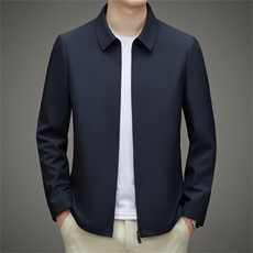 春秋中老年男装商务休闲翻领夹克衫简约百搭纯色外套，男装夹克，电商B212（原钱塘6029）
