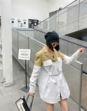 链条款西装衬衫拼接，女装西装，C&B