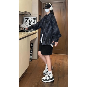 现货 10058-P40 控68 立领扎染百搭衬衫男秋季新款港风宽松长袖图片