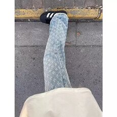 美式渐变提花满印牛仔裤男女潮流直筒裤子TNZ63，男装牛仔裤，星座208-5