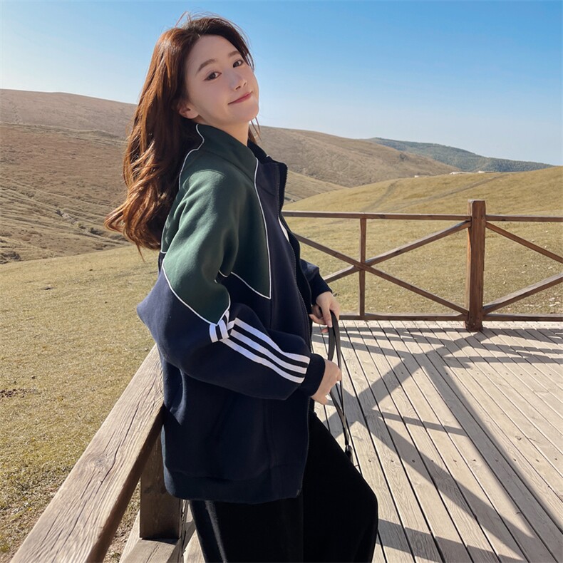 外套女薄春秋设计感小众炸街宽松立领长袖休闲运动美式复古棒球服,女装短外套,浙宝182A