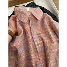 网图慎用半袖纯色肌理感泡泡纱衬衫格纹衬衣短袖叠穿DX957P40，男装T恤，电商A128