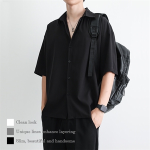 短袖衬衫男夏季新款港风宽松冰丝坠感衬衣CY009-P30图片