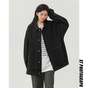 24新款秋季斜兜潮流休闲宽松牛仔夹克上衣外套 N9001/P105图片