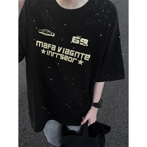 量大优供抖音视频 支持得物配合二开美式满天星亮片短袖T恤MTX350图片