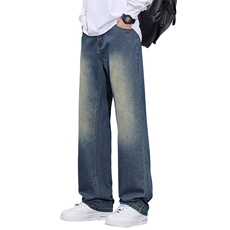 浅色牛仔裤2025款男秋季潮牌宽松直筒休闲潮流百搭裤子Z2506-P35，男装牛仔裤，星座509