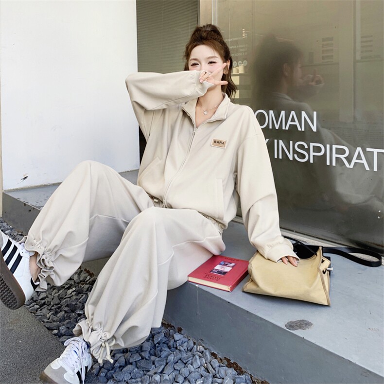 气质卫衣阔腿裤休闲时尚套装女2025年秋季新款美式慵懒宽松两件套,女装套装/套裙,2C158