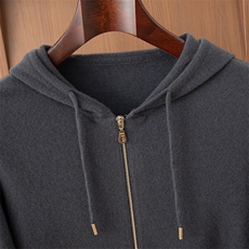 2025年秋季新款十二针拉锁针织男士羊绒帽衫开衫时尚休闲通勤百搭，男装羊绒开衫，鼎坤羊绒