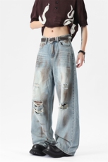 5049-现货脏色破洞高质量重工洗水牛仔裤(P65X89)4，男装牛仔裤，电商C315